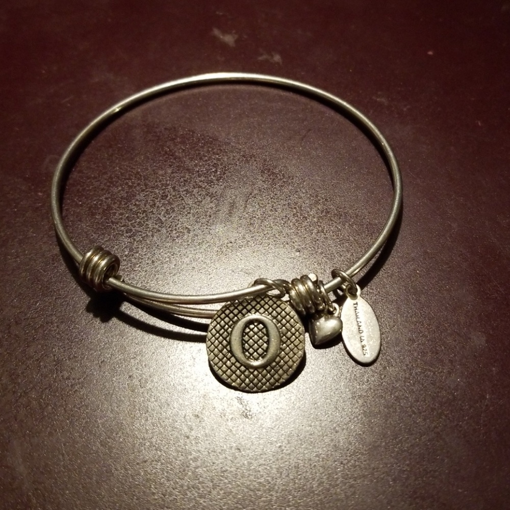 Sterling Silver Initial Bangle "O' - image 1